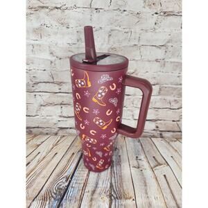 Cowboy Boots Western Tumbler Spill Free Stainless Steel Vacuum Tumbler NEW Straw